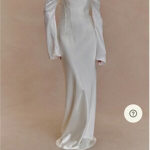Meshki Giselle White Off-the-Shoulder Bishop Sleeve Gown/Dress